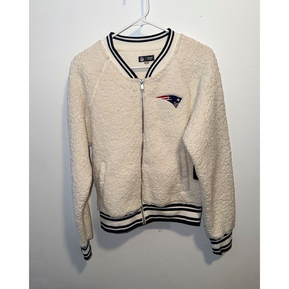 NFL Team Apparel New England Patriots Football Sherpa Fleece Zip Jacket Small